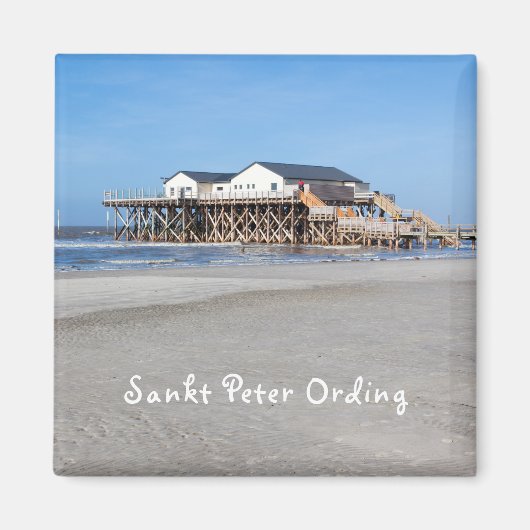 Sankt Peter Ording House on stilts photo with文字 マグネット (正面)