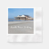 Sankt Peter Ording House on stilts photo with文字 縁ありカクテルナプキン (正面)