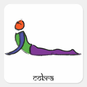 Sanskritテキストとのコブラのヨガの姿勢の絵画 スクエアシール