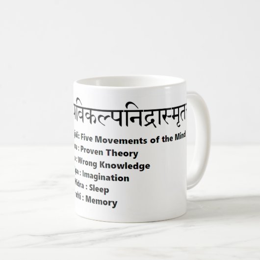 sanskrit信念: PatanjaliのヨガSutras コーヒーマグカップ (正面右)