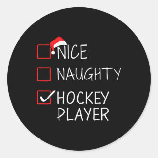 SantのいけなNice Hockey Playerクリスマスリスト ラウンドシール