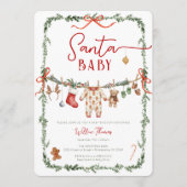 Sant Baby Clothesline Winter Baby Shower 招待状 (正面)