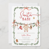 Sant Baby Clothesline Winter Baby Shower 招待状 (正面)