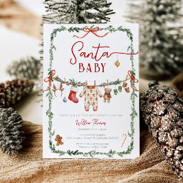 Sant Baby Clothesline Winter Baby Shower 招待状
