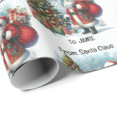 Santaから子どもの名前のクリスマスを追加 ラッピングペーパー (ロールコーナー)