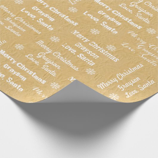 Santaから子どもの名前の折り返し紙を追加する ラッピングペーパー (角)