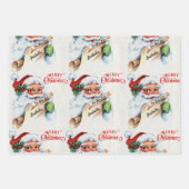 Santaから子どもの名前をパーソナライズ素敵なリスト ラッピングペーパーシート (正面2)