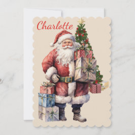 Santaから子供の名前あなたのテキストクリスマスを追加 シーズンカード