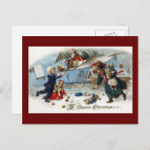 Santaから贈り物を飛行機で送る シーズンポストカード (正面/裏面)