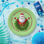 Santaがテキスト名を発表Year Red Green 9" ペーパープレート (パーティー)
