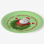 Santaがテキスト名を発表Year Red Green 9" ペーパープレート (アングル)