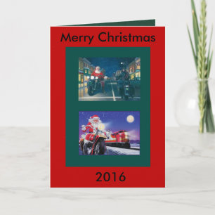 Santaがバイクのクリスマスカードに乗る シーズンカード