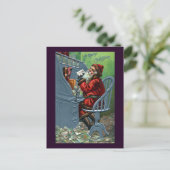 Santaがメールをたくさん受け取る シーズンポストカード (スタンド正面)