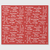 Santaさんの赤い包み紙の子どもの名前 ラッピングペーパー (フラット)