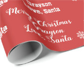 Santaさんの赤い包み紙の子どもの名前 ラッピングペーパー (ロールコーナー)