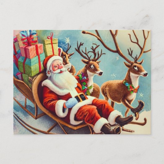 Santaとの踊り雪：メッセージの追加 シーズンポストカード (正面)
