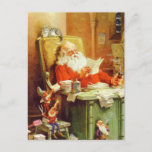 Santaと彼の小妖精や小人がリストを作り、2回チェック シーズンポストカード<br><div class="desc">Santaと彼の小妖精や小人がリストを作り、2回チェック</div>