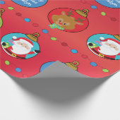 SantaとFriendsのパーソナライズ ラッピングペーパー (角)