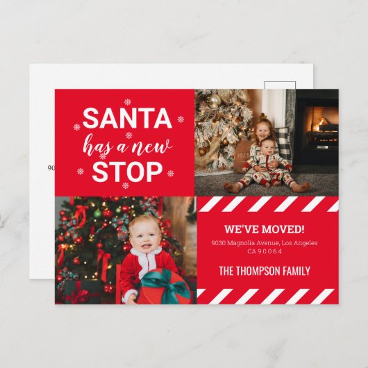 Santaの新しいストップ引っ越しました写真の移動 案内ポストカード (正面/裏面)