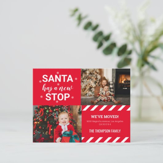 Santaの新しいストップ引っ越しました写真の移動 案内ポストカード (スタンド正面)
