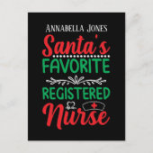 Santaの登録お気に入りのナースの追加の名前 シーズンポストカード (正面)