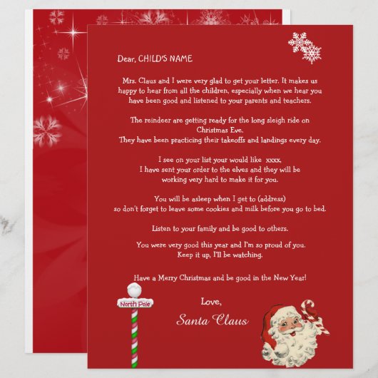 Santaの親書Your Child North Pole (正面/裏面)