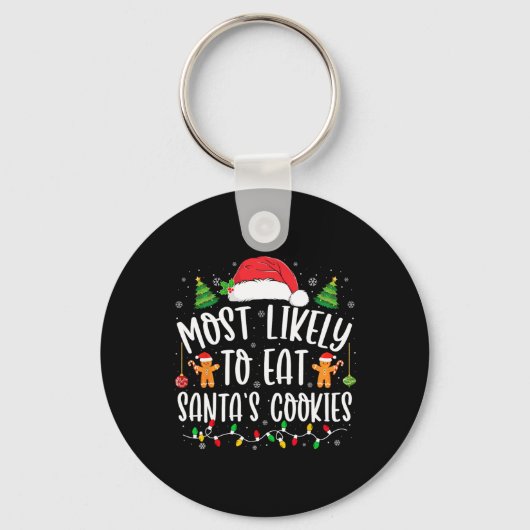 Santaの食べCookieのクリスマスマッチングF キーホルダー (正面)