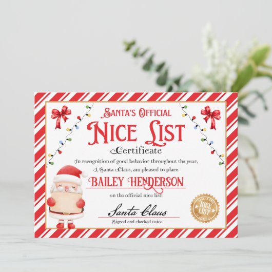 SantaのNice Certificateが2回確認 招待状 (スタンド正面)