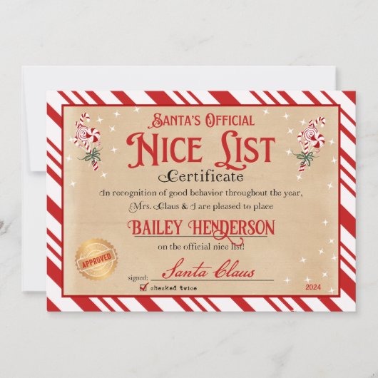 SantaのNice Certificateが2回確認 招待状 (正面)