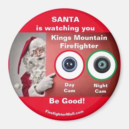 SANTAはあなたを見ているキングスマウテン消防士 マグネット (正面)