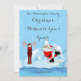 Santaはフラットグリーティングカードをスケートできない カード