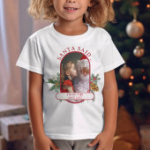 Santaは素敵なリストの子供のクリスマスの写真を言った Tシャツ