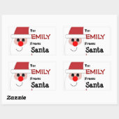 SANTAギフトラベル赤と白V5Aから子へ 長方形シール (シート)