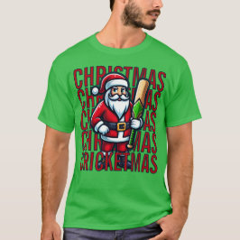SANTAクリケットマスコットプレイヤークリスマスクリケットマス Tシャツ