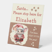Santaストップこに名前かわいいマウスブラウンを追加 台座サイン (正面)
