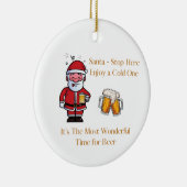 Santaストップ Here with a beer on a セラミックオーナメント (右)