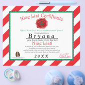 SantaパーソナライズされたのNICEリスト証明書 チラシ (シングル)