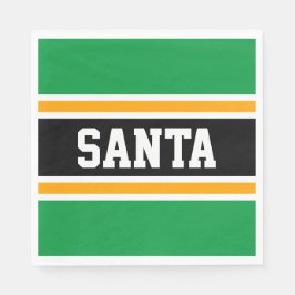 SANTAブライトグリーンブラックイエローフェスティバルストライプ スタンダードランチョンナプキン