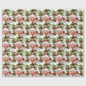 Santa句ヴィンテージホリーエレガント ラッピングペーパー (フラット)