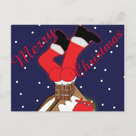 Santa熱狂する Stuck In Chimney Post Card シーズンポストカード