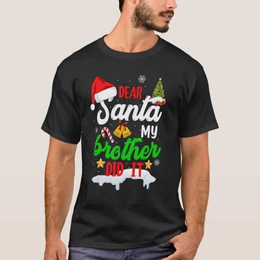 Santa私の親愛弟はクリスマスのパジャマ9 Tシャツ (正面)