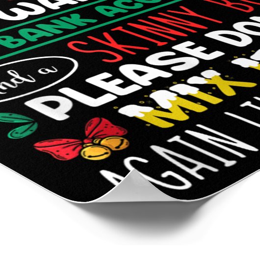 Santa親愛私が欲しいのはFat銀行口座と ポスター (角)