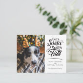 Santa親愛私はペット犬の子供の写真おもしろいクリスマスを試した シーズンポストカード (スタンド正面)