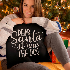 Santa親愛 Itは犬の白いスクリプトブラック クッション