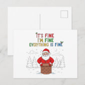 Santa おもしろい Everythingは素晴らし シーズンポストカード (正面/裏面)