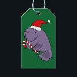 Santa おもしろい Hat Christmas Cartoonのマナティー ギフトタグ<br><div class="desc">サンタユニークハットを着た可愛いおもしろいマナティーのクリスマスマンガは、マナティー愛好家やクリスマス休暇の動物愛好家に素晴らしい。</div>