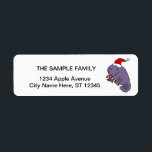 Santa おもしろい Hat Christmas Cartoonのマナティー ラベル<br><div class="desc">サンタユニークハットを着た可愛いおもしろいマナティーのクリスマスマンガは、マナティー愛好家やクリスマス休暇の動物愛好家に素晴らしい。</div>