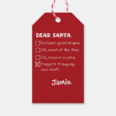 Santa おもしろい I'Ve Good Holiday Checklist ギフトタグ (正面)