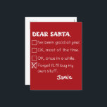 Santa おもしろい I'Ve Good Holiday Checklist シーズンポストカード<br><div class="desc">今季のフェスティバルを完成させる完璧なアクセサリーを探して？もう見ろ！サンタ親愛チェックリストデザインは今年のクリスマスには必需品だ。トレンドに参加し、これとあなたのワードローブやおもしろい休日のデコユニークールに追加して喜びを広げる。今すぐ手に入れて、このホリデーシーズンあなたの自分の願いリストをチェックしなさい！</div>
