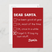 Santa おもしろい I'Ve Good Holiday Checklist シーズンポストカード (正面/裏面)